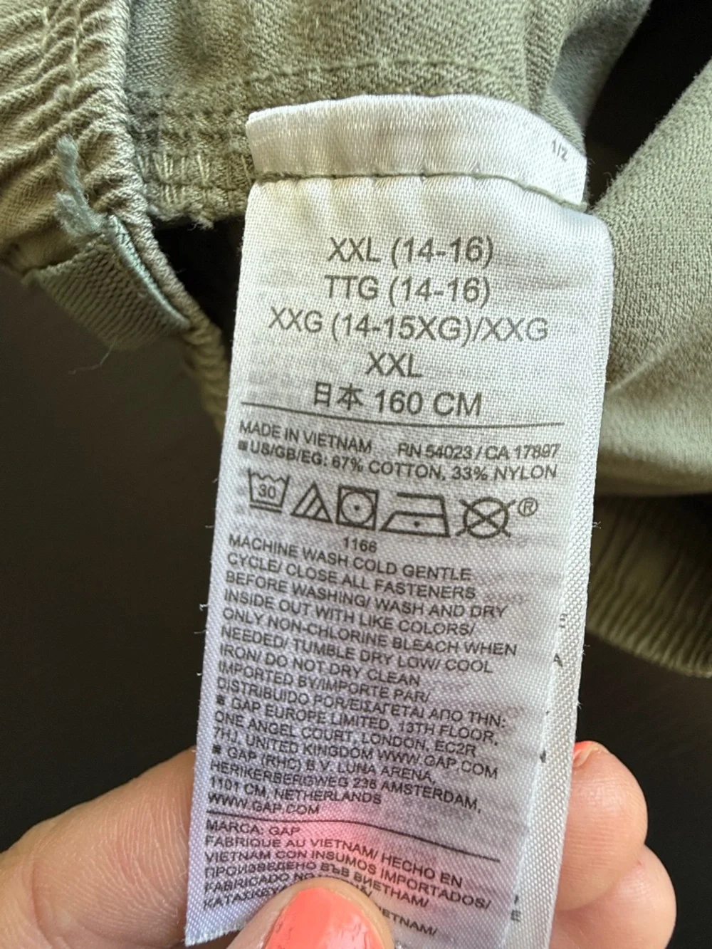 BundleGAP Kids Cargo Pants XXL 14-16 | 3 Pair Olive & Khaki